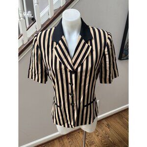 KASPER for ASL A.S.L. Vintage Striped Short Sleeve Shirt Jacket Blazer Size 4